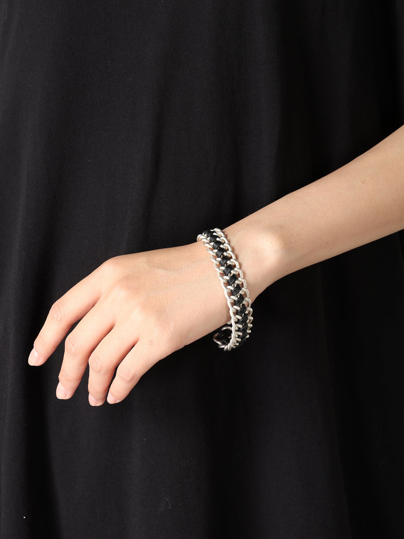 INTERWOVEN BRASS & LEATHER BRACELET