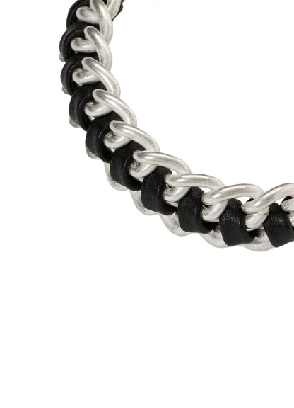 INTERWOVEN BRASS & LEATHER BRACELET