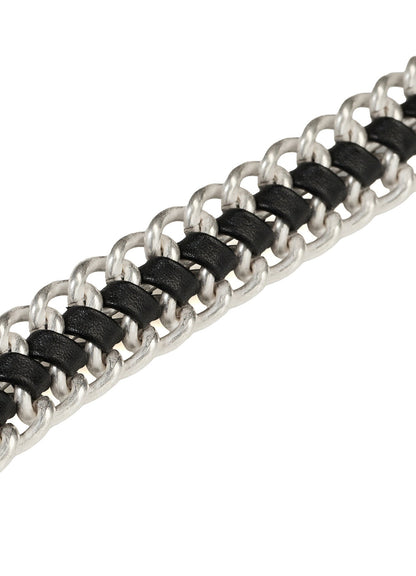 INTERWOVEN BRASS & LEATHER BRACELET