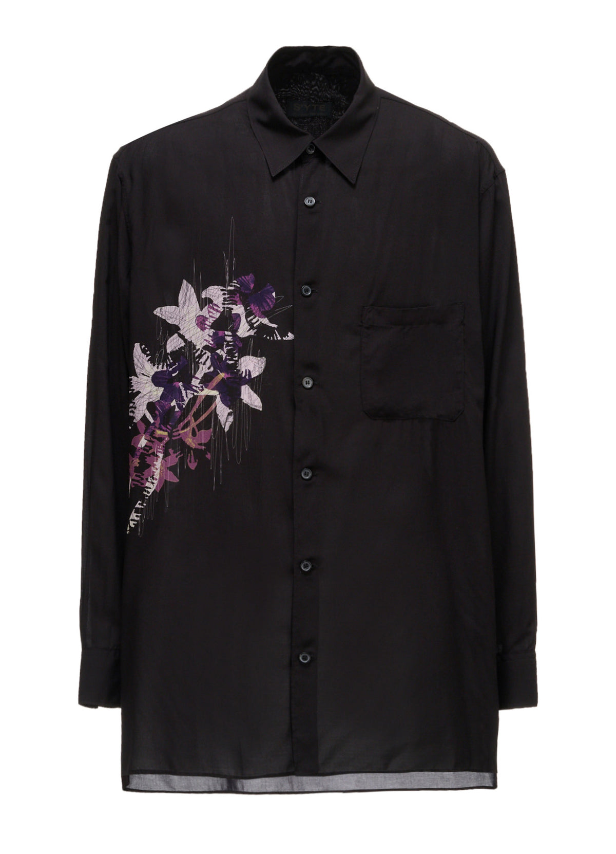 SKETCH PANSY PRINT RAYON REGULAR SHIRT