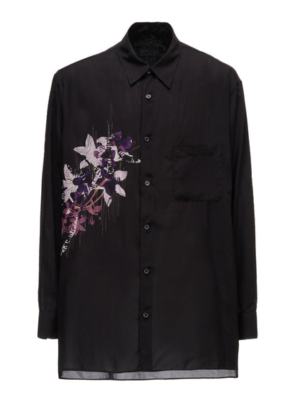 SKETCH PANSY PRINT RAYON REGULAR SHIRT
