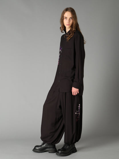 SKETCH PANSY PRINT RAYON REGULAR SHIRT
