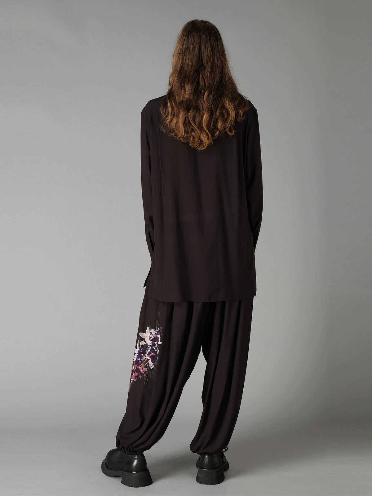 SKETCH PANSY PRINT RAYON REGULAR SHIRT
