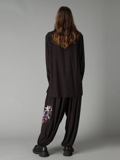 SKETCH PANSY PRINT RAYON REGULAR SHIRT