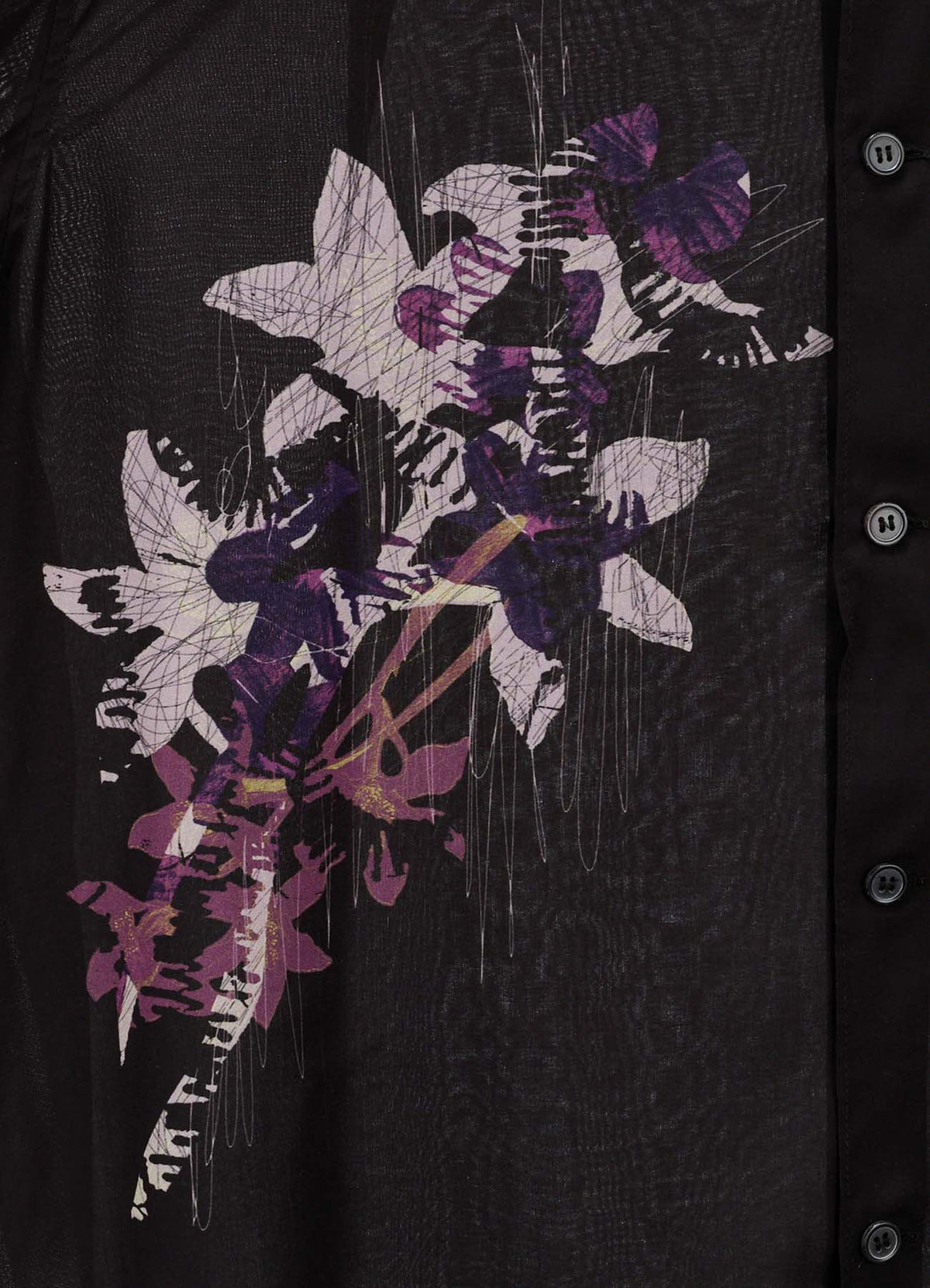 SKETCH PANSY PRINT RAYON REGULAR SHIRT