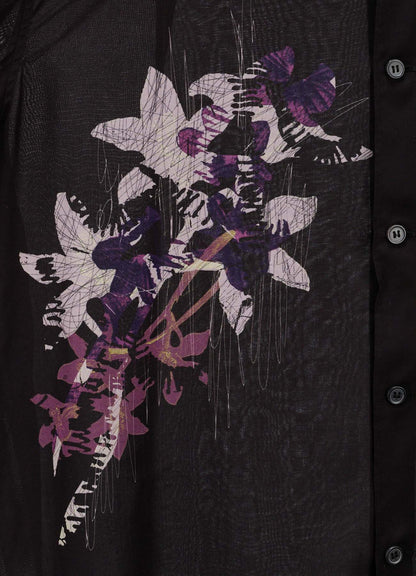 SKETCH PANSY PRINT RAYON REGULAR SHIRT