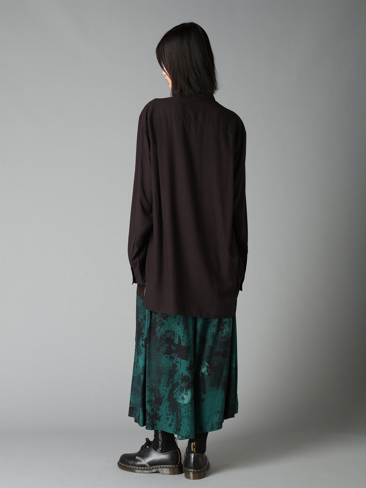 SKETCH PANSY PRINT RAYON REGULAR SHIRT