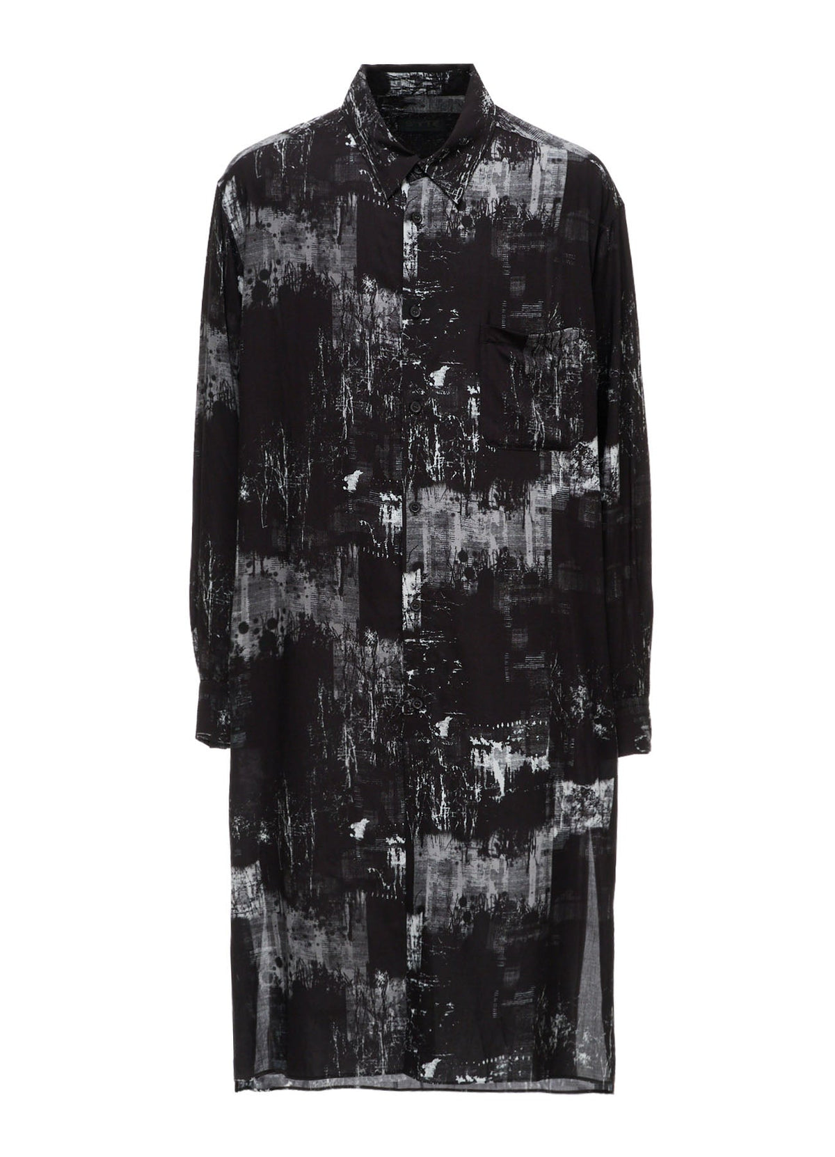 WITHERED BRANCH PRINT RAYON LONG REGULAR SHIRT