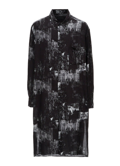WITHERED BRANCH PRINT RAYON LONG REGULAR SHIRT