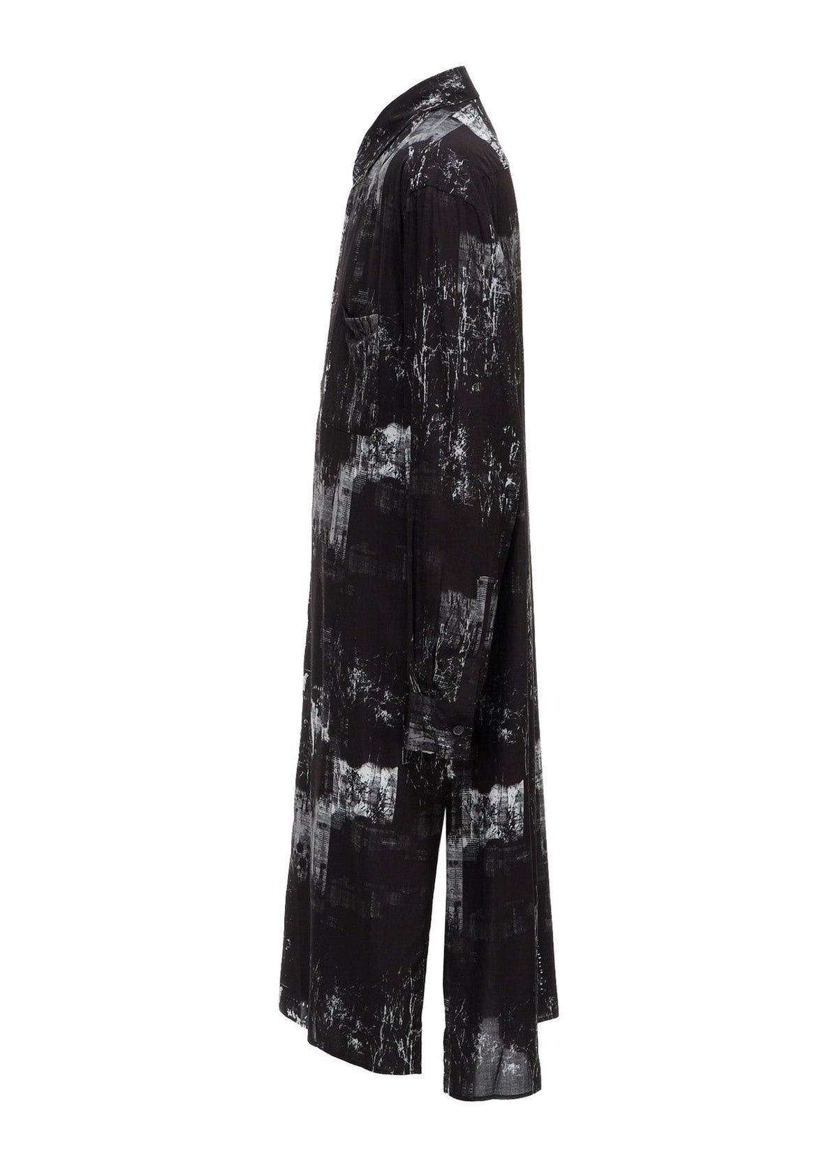 WITHERED BRANCH PRINT RAYON LONG REGULAR SHIRT