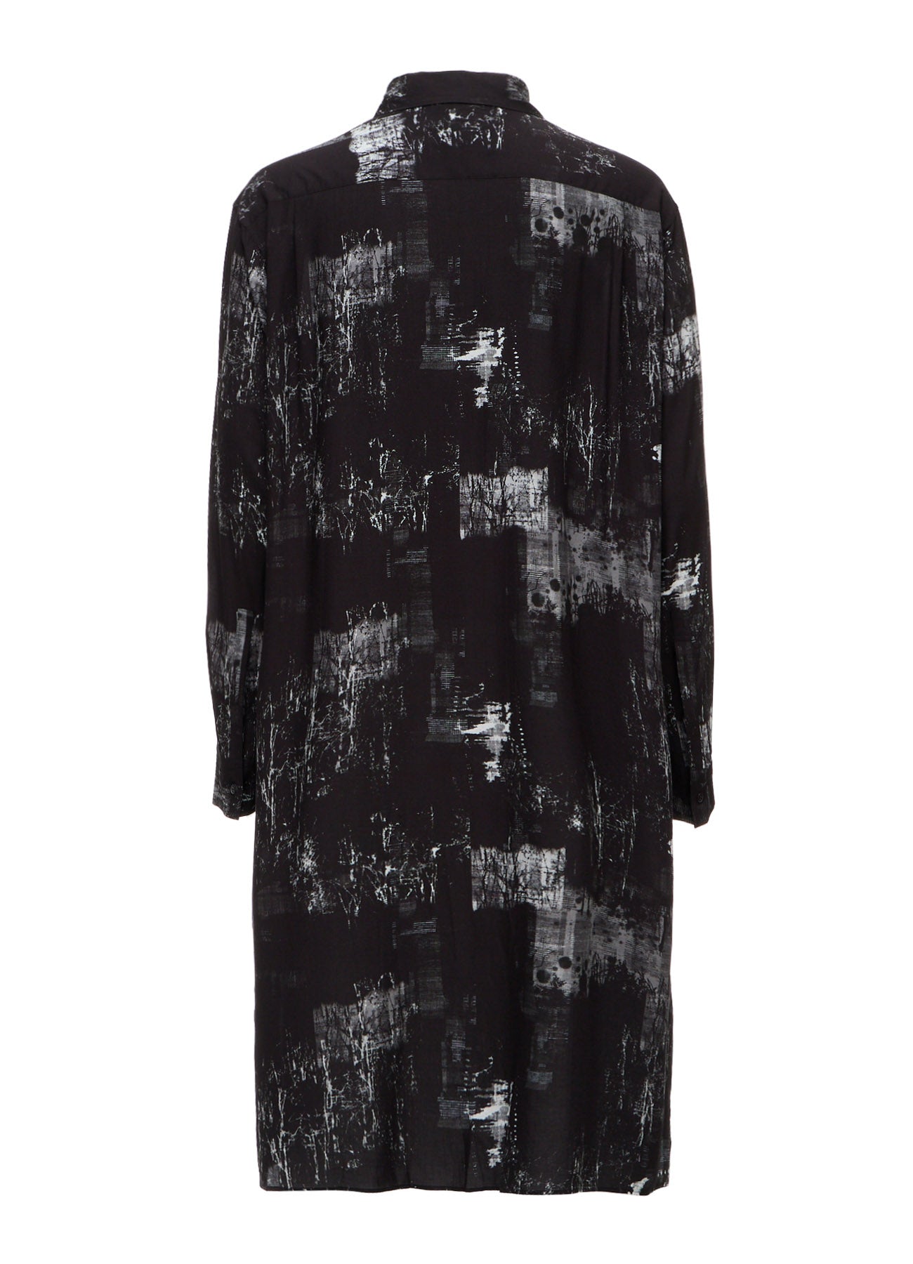 WITHERED BRANCH PRINT RAYON LONG REGULAR SHIRT