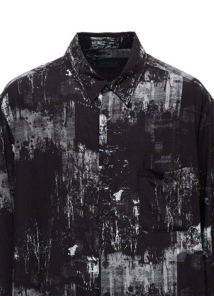 WITHERED BRANCH PRINT RAYON LONG REGULAR SHIRT