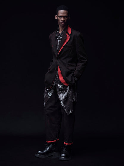 WITHERED BRANCH PRINT RAYON LONG REGULAR SHIRT