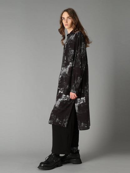 WITHERED BRANCH PRINT RAYON LONG REGULAR SHIRT