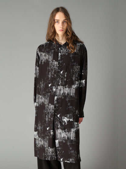 WITHERED BRANCH PRINT RAYON LONG REGULAR SHIRT