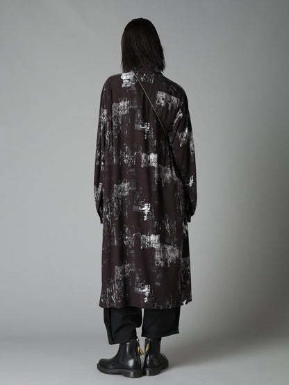 WITHERED BRANCH PRINT RAYON LONG REGULAR SHIRT