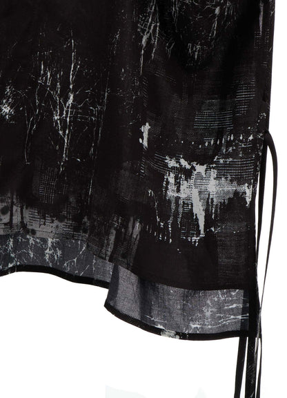 WITHERED BRANCH PRINT RAYON SIDE SLIT SHIRT