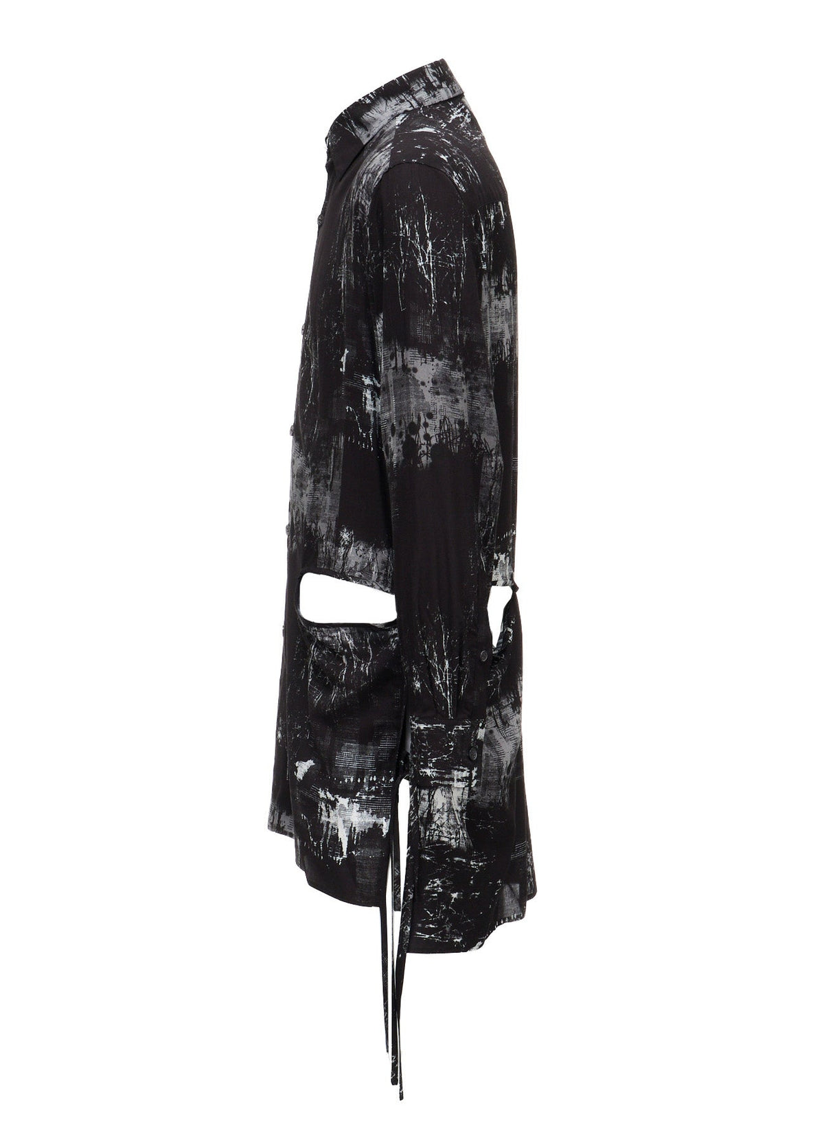 WITHERED BRANCH PRINT RAYON SIDE SLIT SHIRT