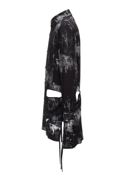 WITHERED BRANCH PRINT RAYON SIDE SLIT SHIRT
