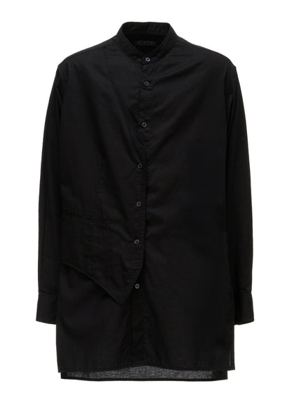 COTTON TWILL VEST-FRONT COLLARLESS SHIRT