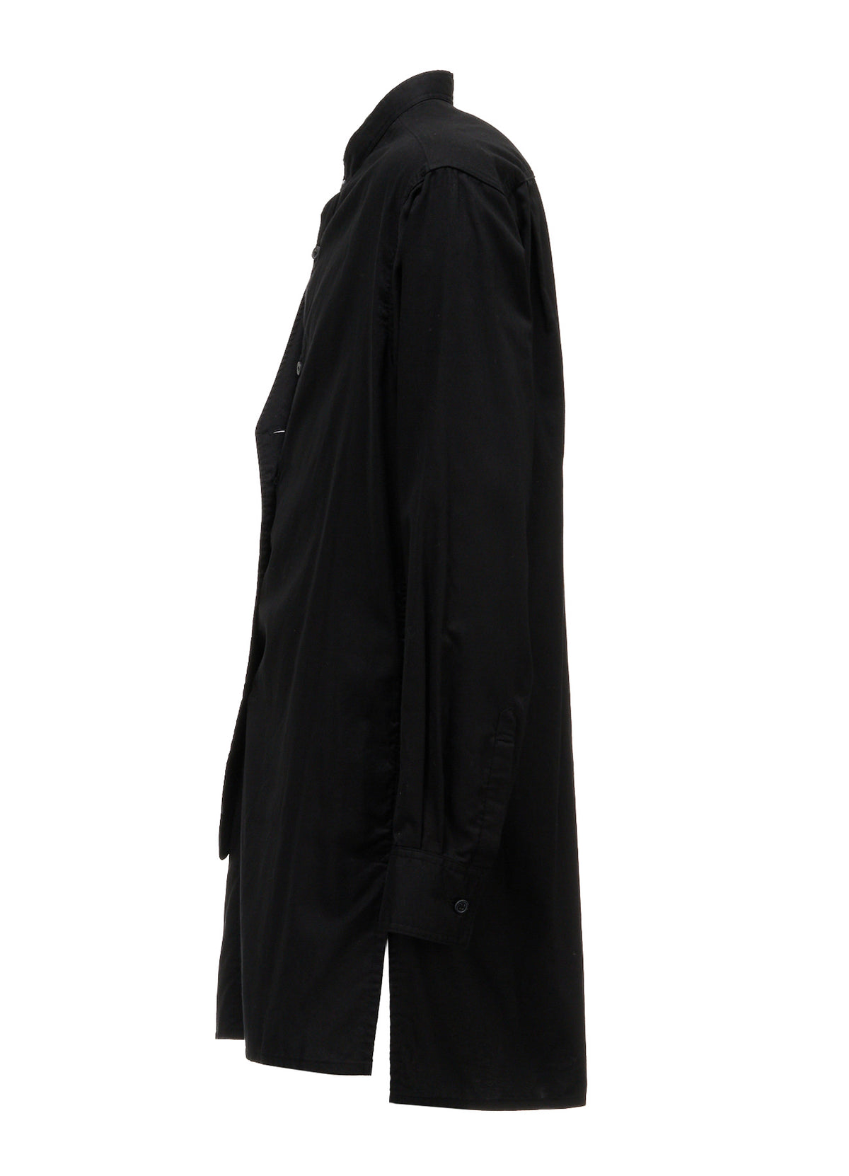 COTTON TWILL VEST-FRONT COLLARLESS SHIRT