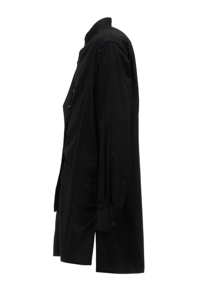 COTTON TWILL VEST-FRONT COLLARLESS SHIRT
