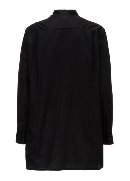 COTTON TWILL VEST-FRONT COLLARLESS SHIRT