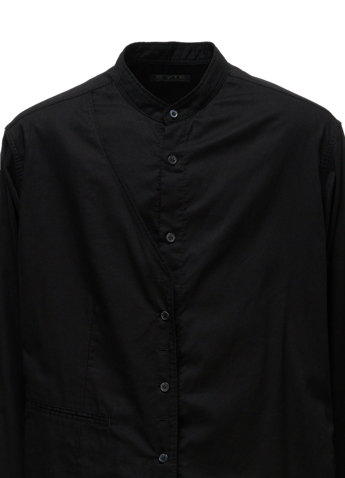 COTTON TWILL VEST-FRONT COLLARLESS SHIRT