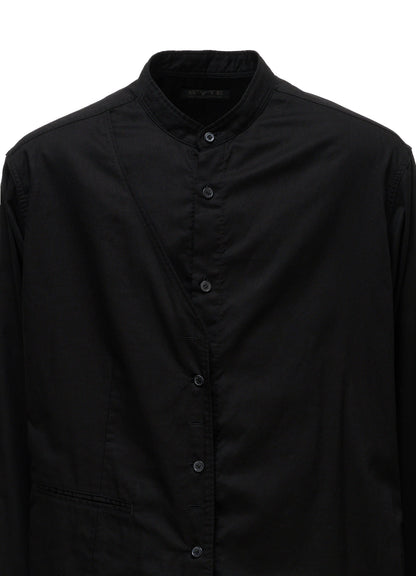 COTTON TWILL VEST-FRONT COLLARLESS SHIRT