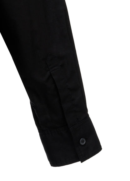 COTTON TWILL VEST-FRONT COLLARLESS SHIRT