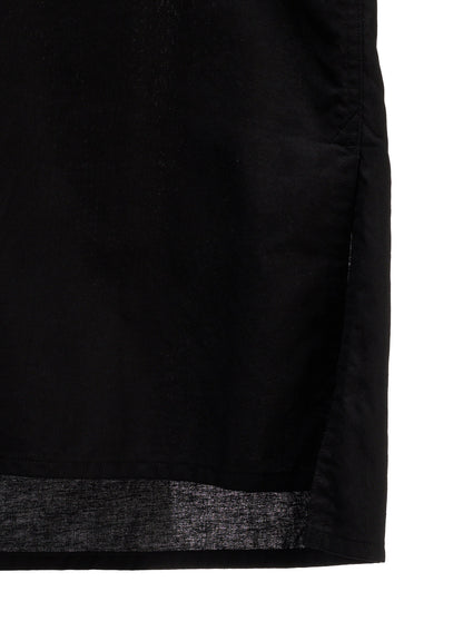 COTTON TWILL VEST-FRONT COLLARLESS SHIRT