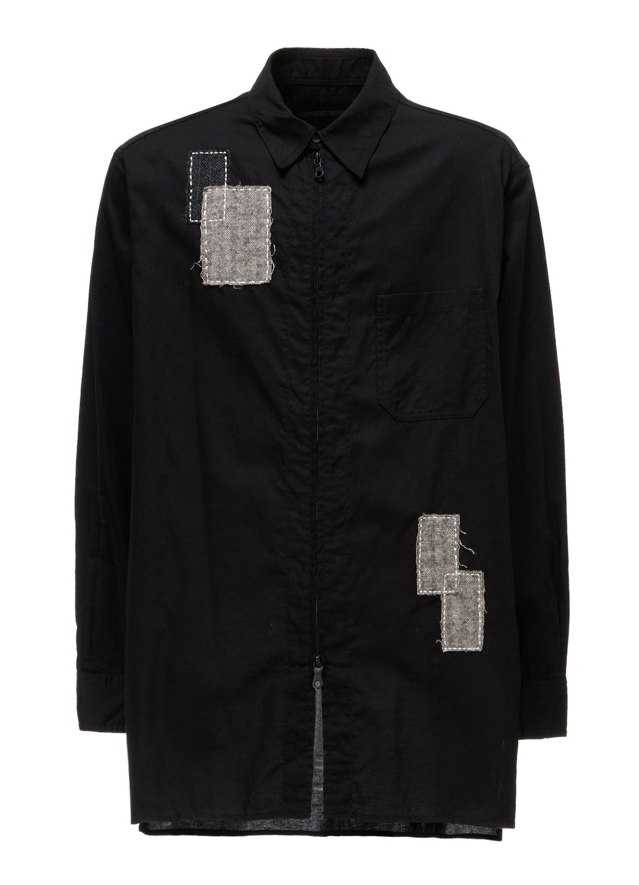 COTTON TWILL PATCHWORK ZIP-UP REGULAR SHIRT – THE SHOP YOHJI YAMAMOTO