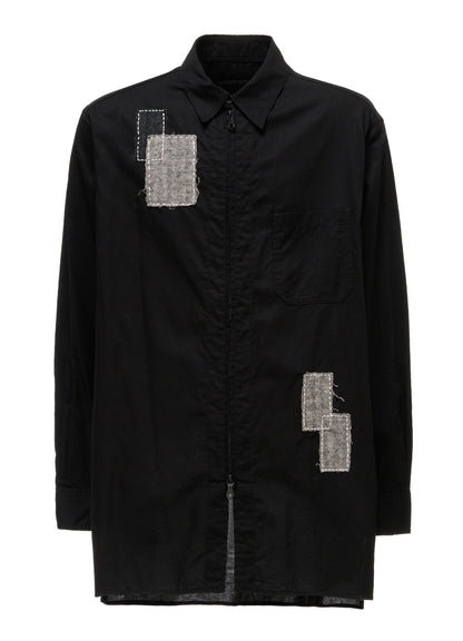 COTTON TWILL PATCHWORK ZIP-UP REGULAR SHIRT