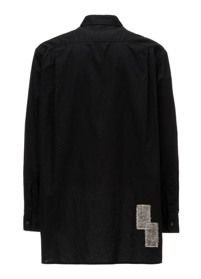 COTTON TWILL PATCHWORK ZIP-UP REGULAR SHIRT
