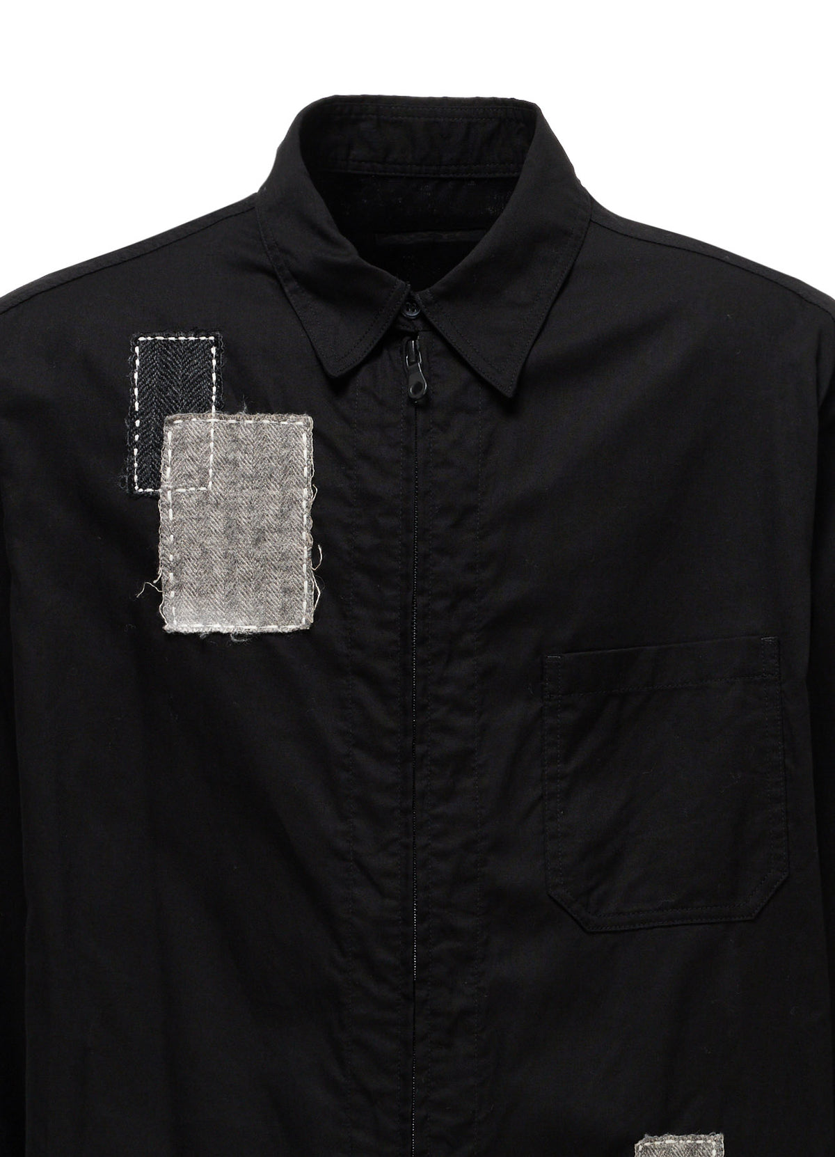 COTTON TWILL PATCHWORK ZIP-UP REGULAR SHIRT