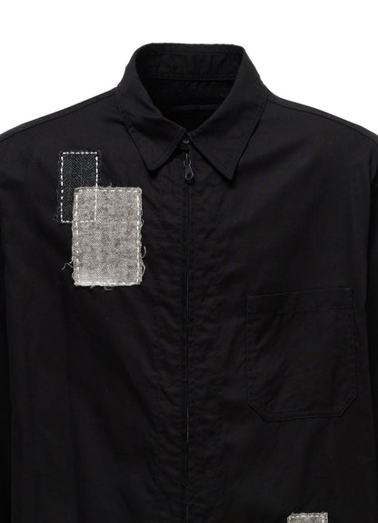 COTTON TWILL PATCHWORK ZIP-UP REGULAR SHIRT