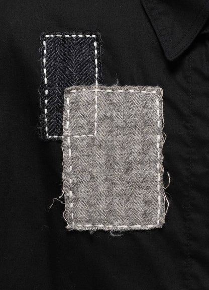 COTTON TWILL PATCHWORK ZIP-UP REGULAR SHIRT