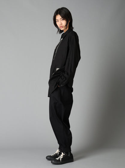 COTTON TWILL PATCHWORK ZIP-UP REGULAR SHIRT