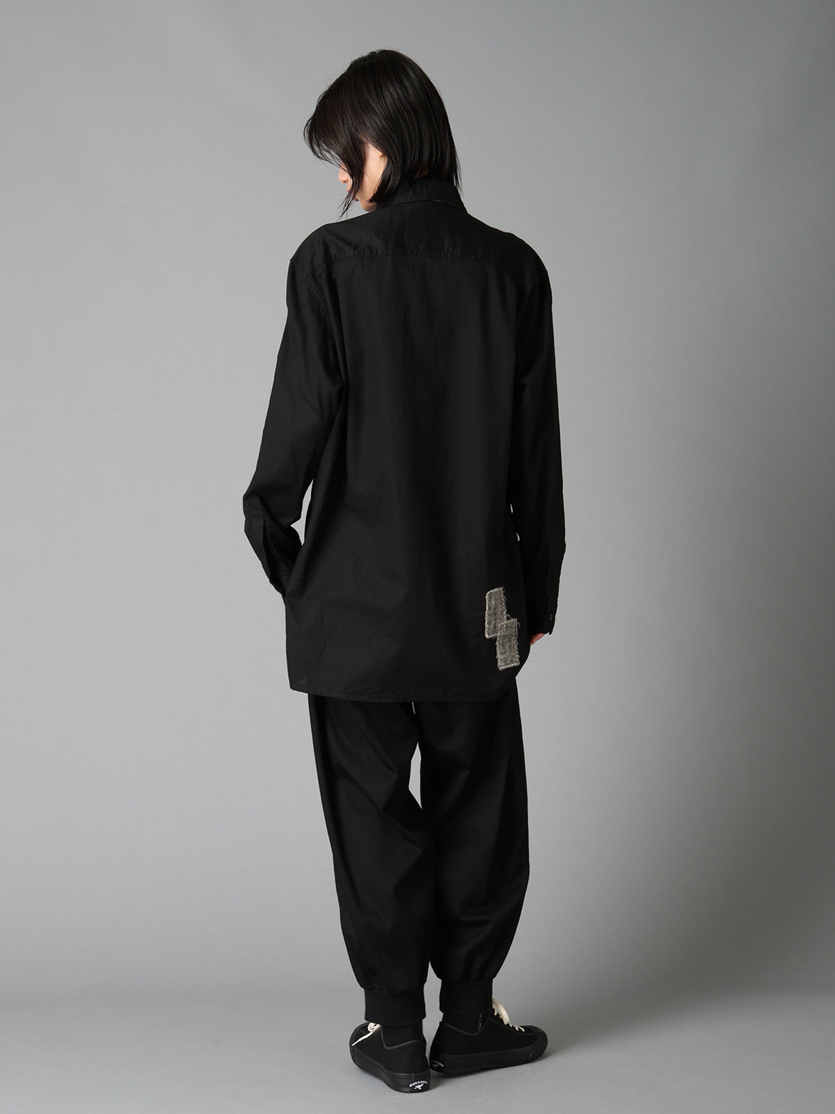 COTTON TWILL PATCHWORK ZIP-UP REGULAR SHIRT