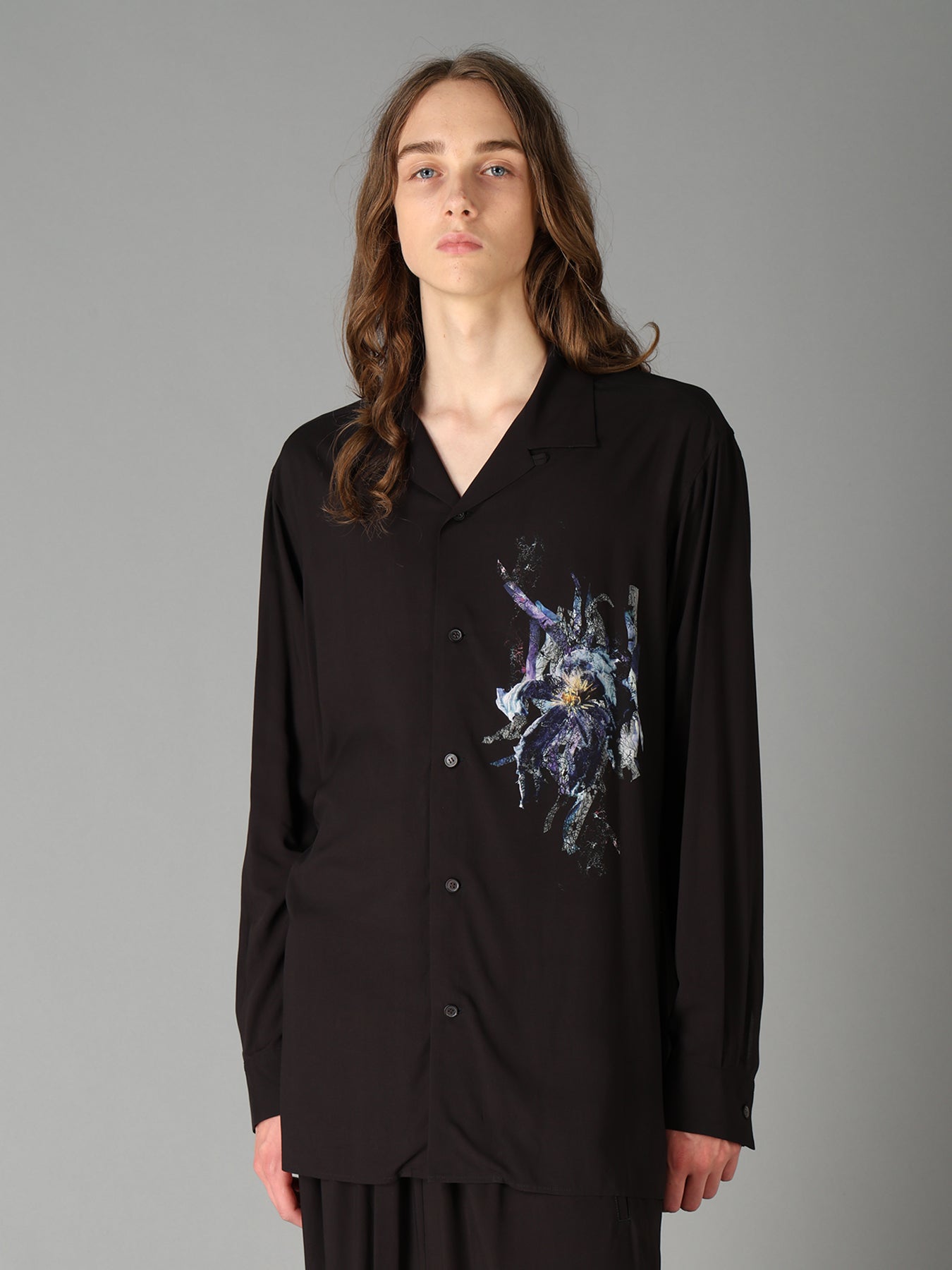 PATCHWORK FLOWER PRINT RAYON OPEN COLLAR SHIRT – THE SHOP YOHJI