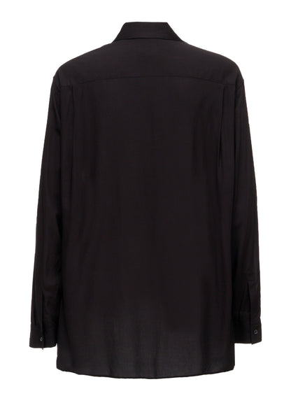 PATCHWORK FLOWER PRINT RAYON OPEN COLLAR SHIRT