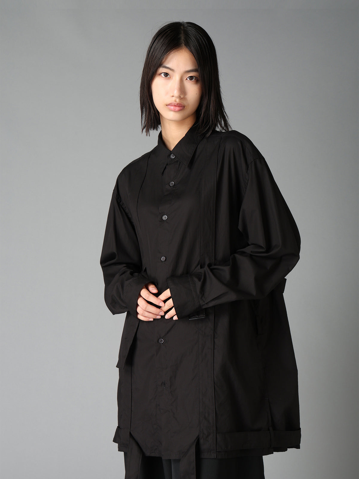 100/2 COTTON BROAD BELT DETAIL BIG SHIRT