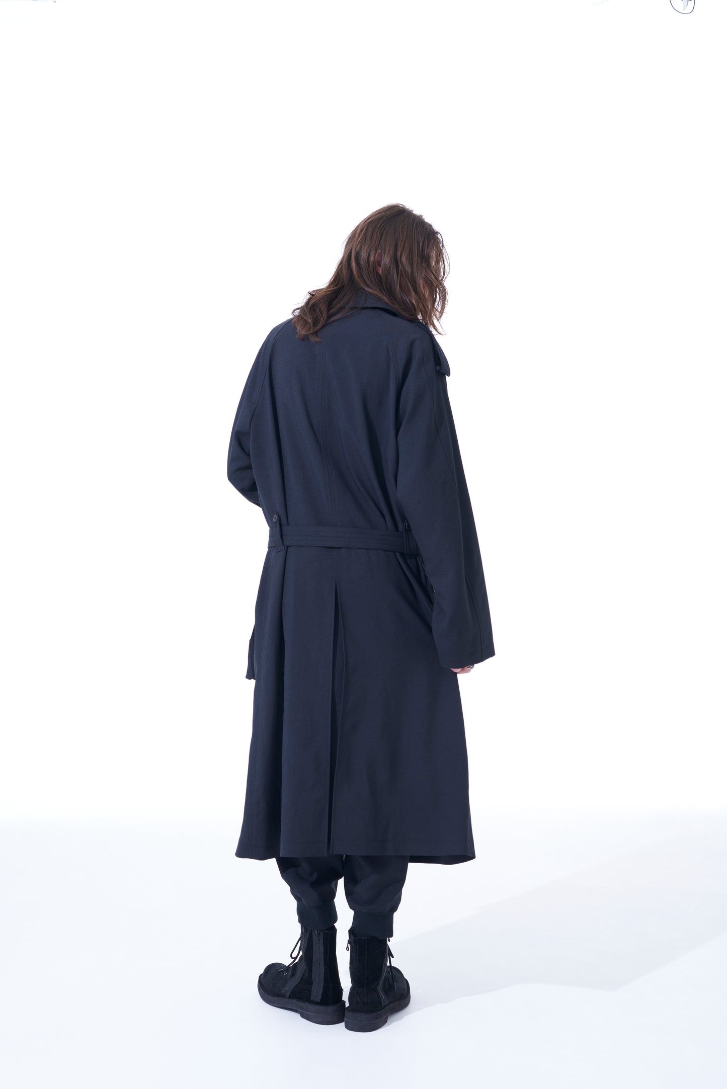 SHIWANOARU POLYESTER STRETCH TWILL BIG TRENCH CARGO POCKET COAT