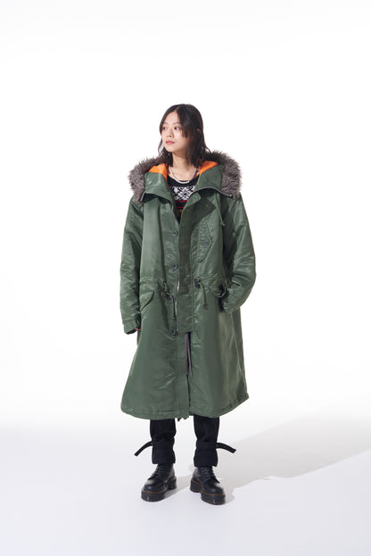 WATER-REPELLENT NYLON TWILL FUR BIG MODS COAT