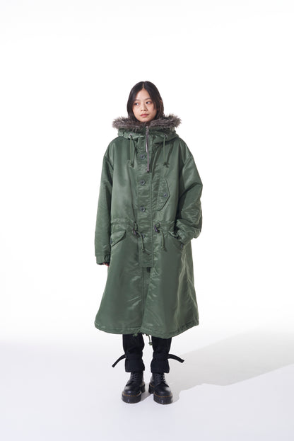 WATER-REPELLENT NYLON TWILL FUR BIG MODS COAT