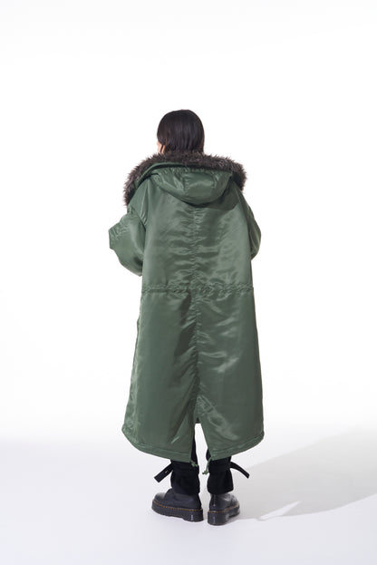 WATER-REPELLENT NYLON TWILL FUR BIG MODS COAT