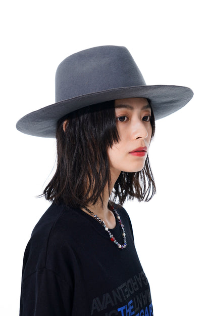 WOOL FELT RIBBON TAPE WIDE BRIM HAT