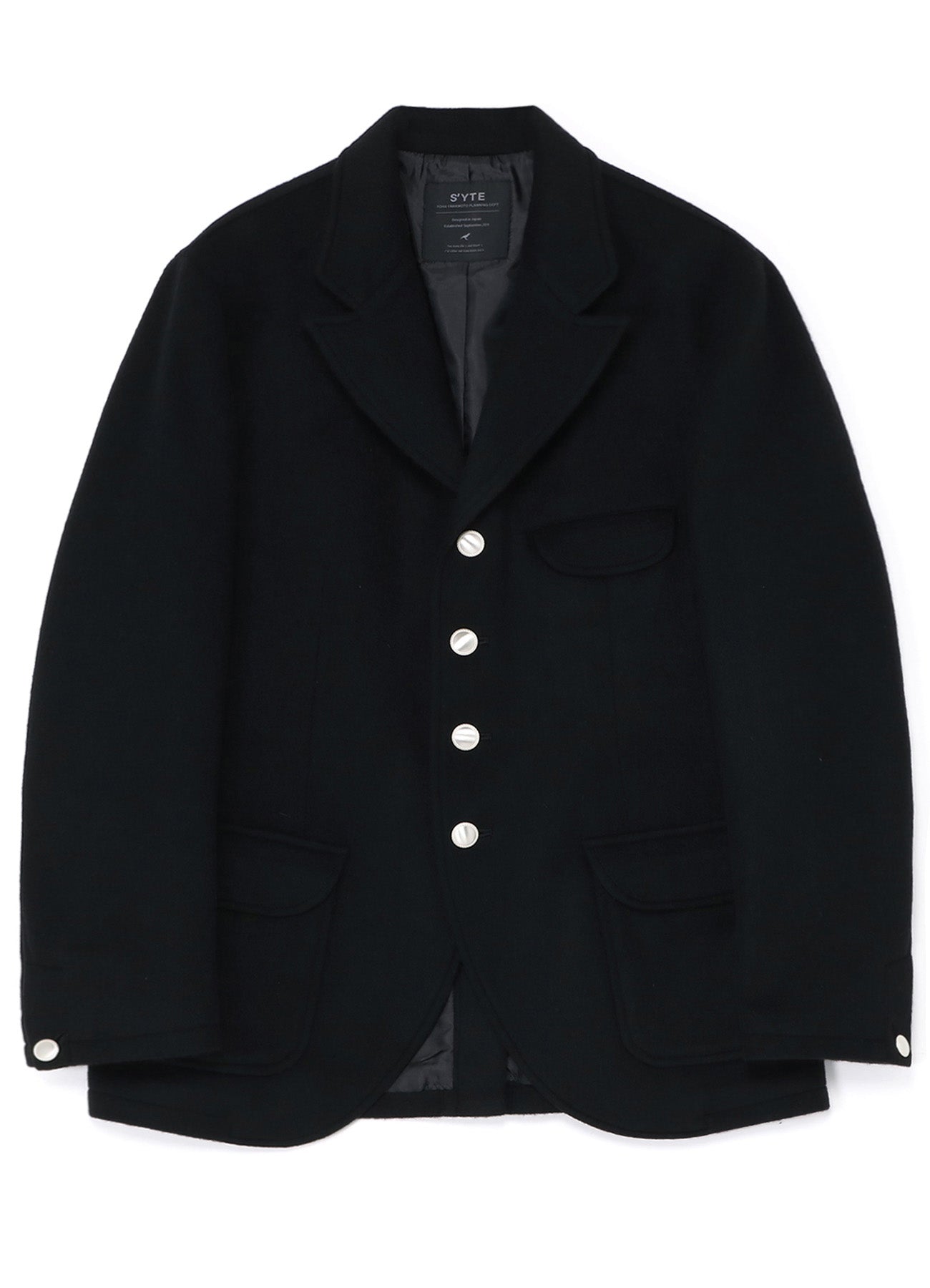 WOOL BEAVER PEAKED LAPEL 4-BUTTON JACKET