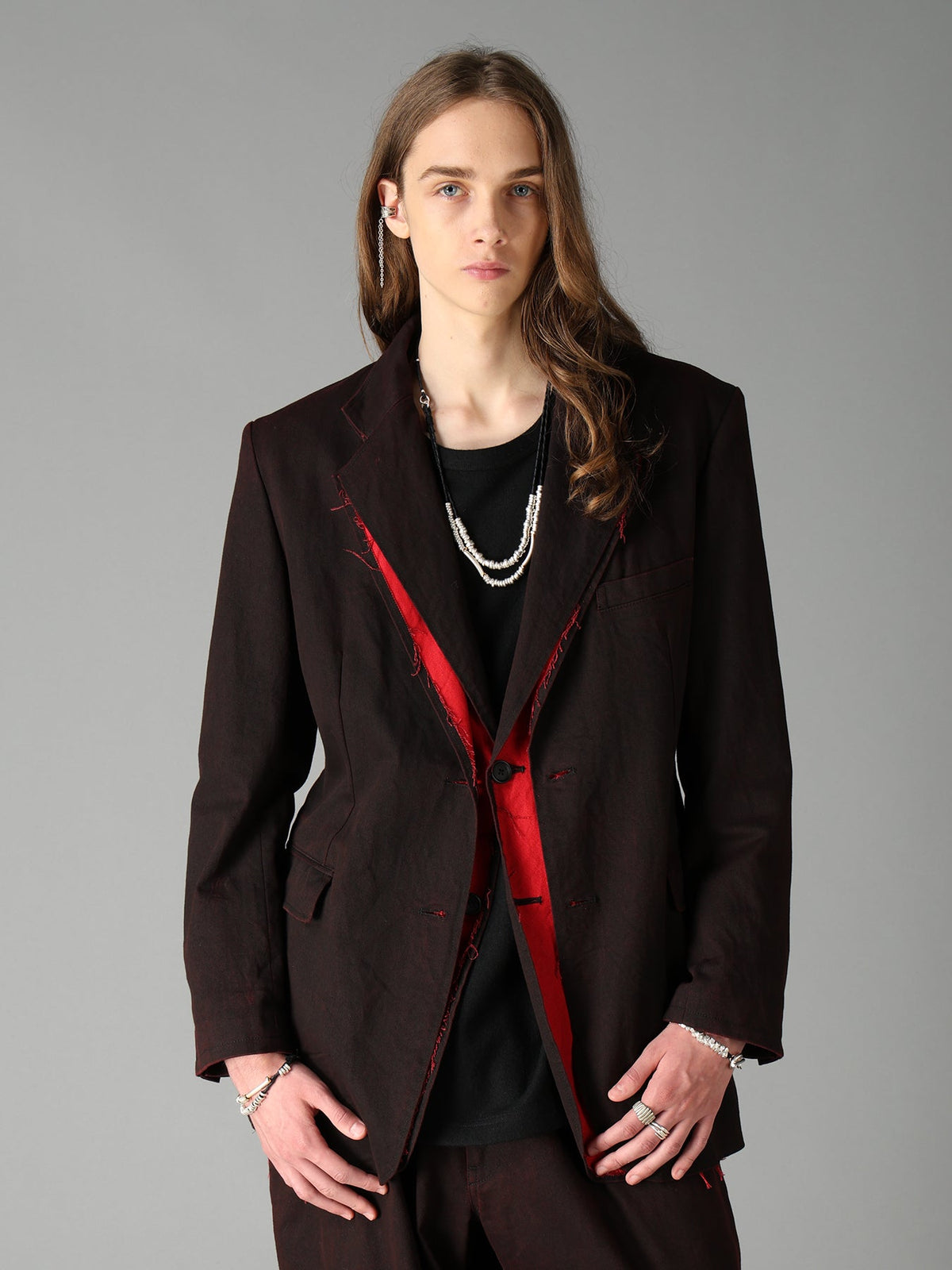 PIGMENT PRINT COTTON TWILL DOUBLE-LAPEL JACKET