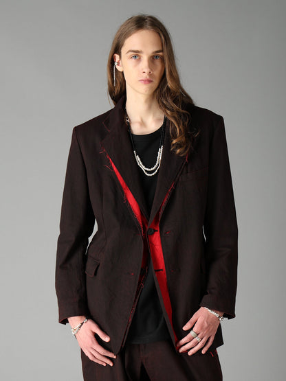 PIGMENT PRINT COTTON TWILL DOUBLE-LAPEL JACKET